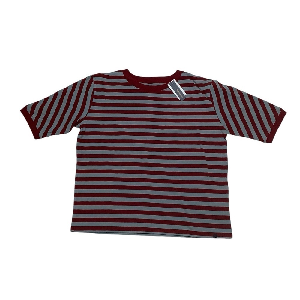 NWT Pendleton Cropped T-Shirt Blue / Red Striped Size Small